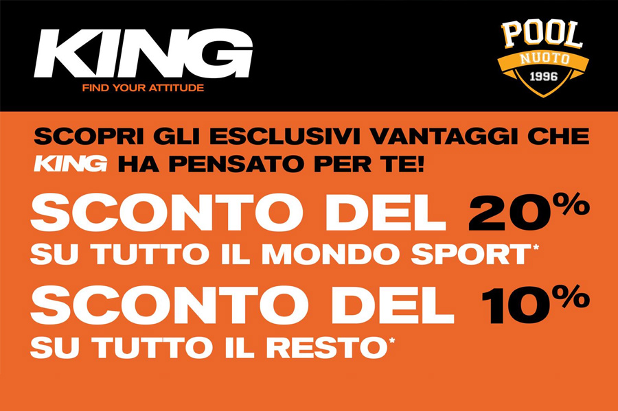 Convenzione Pool Nuoto e KING: sconti dedicati ai tesserati e alle famiglie
