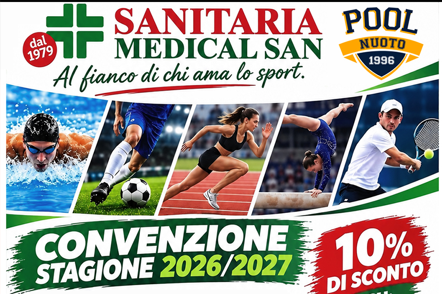 Pool Nuoto e Sanitaria Medical San: nuova convenzione per la stagione 2026/2027